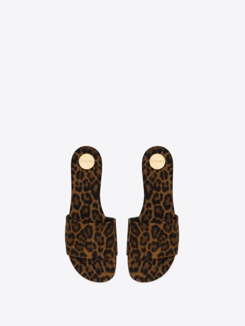 SAINT LAURENT carlyle slides in leopard grosgrain