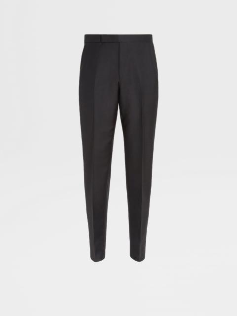 ZEGNA BLACK WOOL AND MOHAIR EVENING PANTS