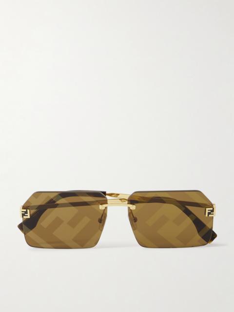 FENDI Fendi Sky Rimless Rectangle-frame Gold-tone Sunglasses