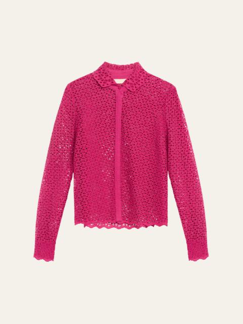 Abbott Openwork Voile Button-Front Blouse