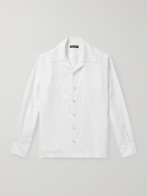Dolce & Gabbana Camp-Collar Linen-Canvas Shirt White
