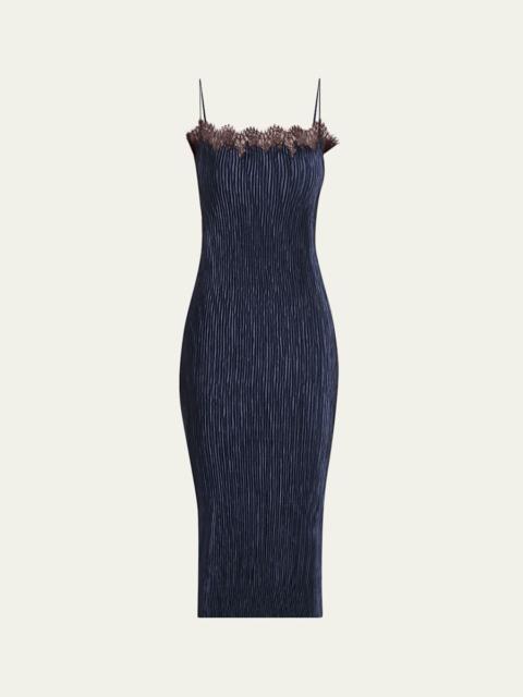 FFORME Lumi Pleated Satin Midi Dress