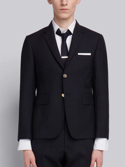 Navy 2-Ply Wool Fresco Single Breasted Classic Jacket