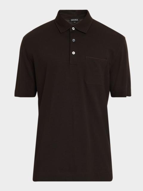 ZEGNA Men's Cotton Piquet Short-Sleeve Polo Shirt