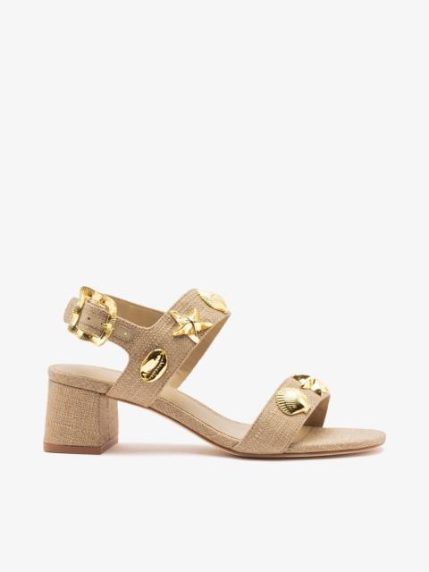 Larroudé Madison Block Sandal Beige Raffia