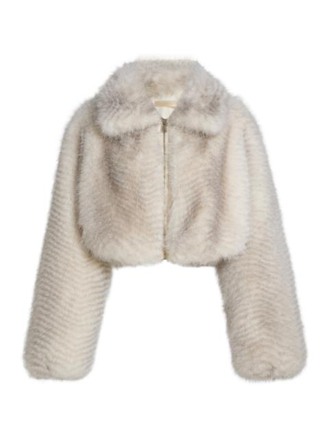 LoveShackFancy Women's Orlen Faux-Fur Crop Jacket - Grey