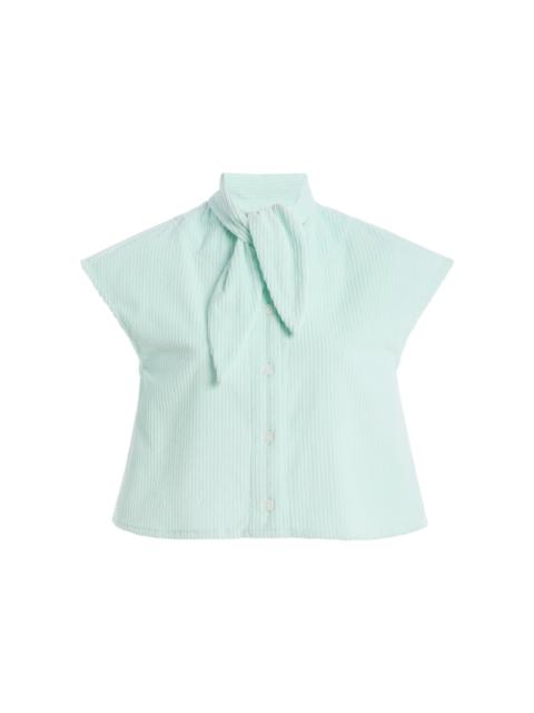 MATTHEW BRUCH Tie Neck Corduroy Button Up