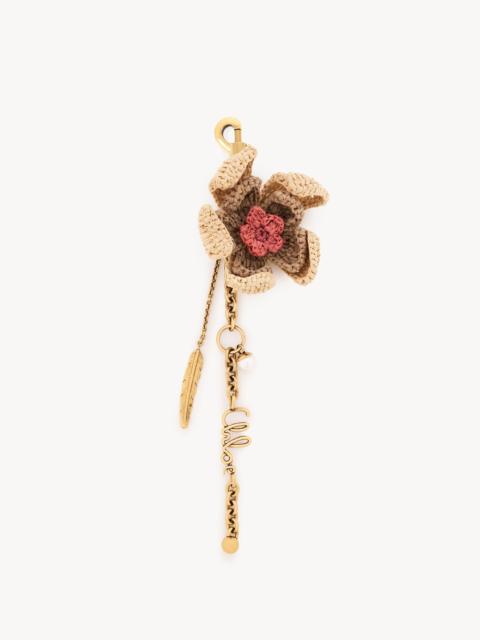 Chloé CHLOÉ SYMBOLS FLOWER BAG CHARM IN RAFFIA & BRASS