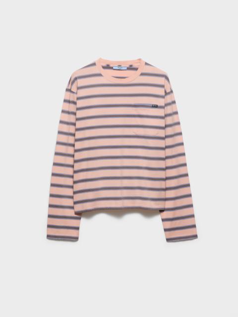 Prada Long-sleeved striped cotton jersey T-shirt
