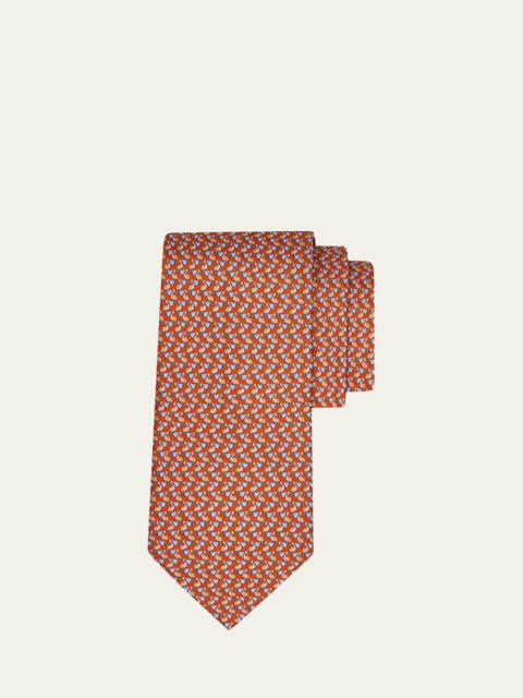 FERRAGAMO Men's Pelican Micro-Print Silk Tie