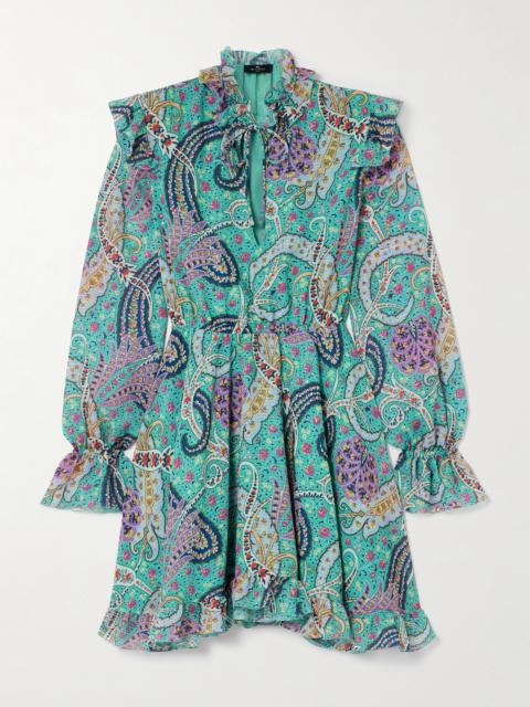Etro Ruffled Paisley-print Voile-jacquard Mini Dress
