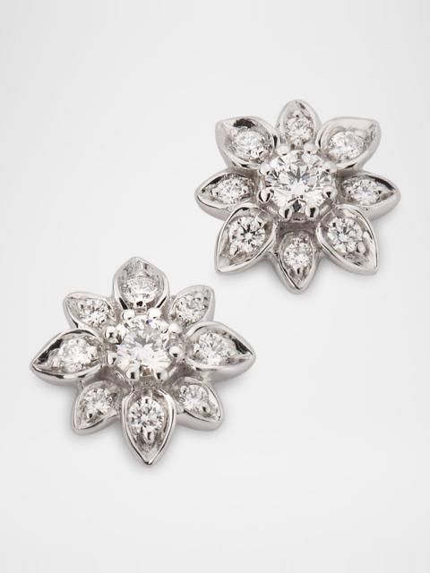 GUCCI 18K White Gold Diamond Flower Stud Earrings