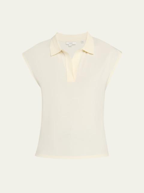 Vince Cap-Sleeve Polo Top