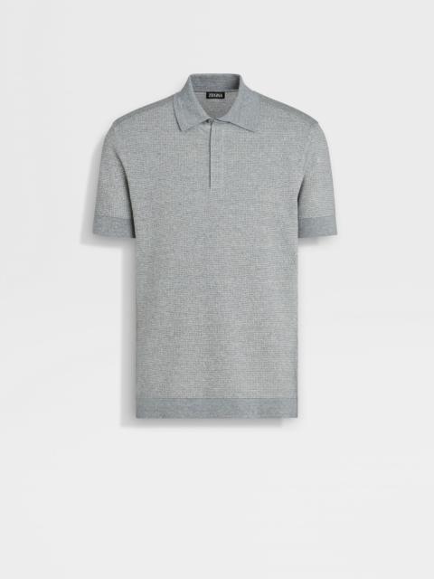 ZEGNA GREY MÉLANGE COTTON LINEN AND SILK POLO SHIRT
