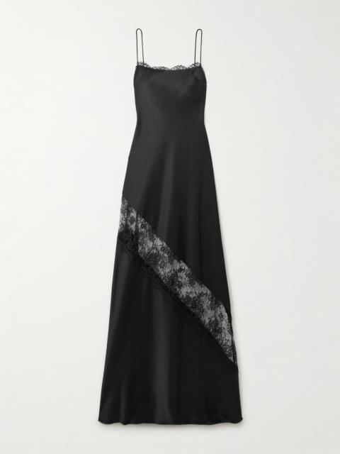 ALEX PERRY Lace-trimmed Satin Gown