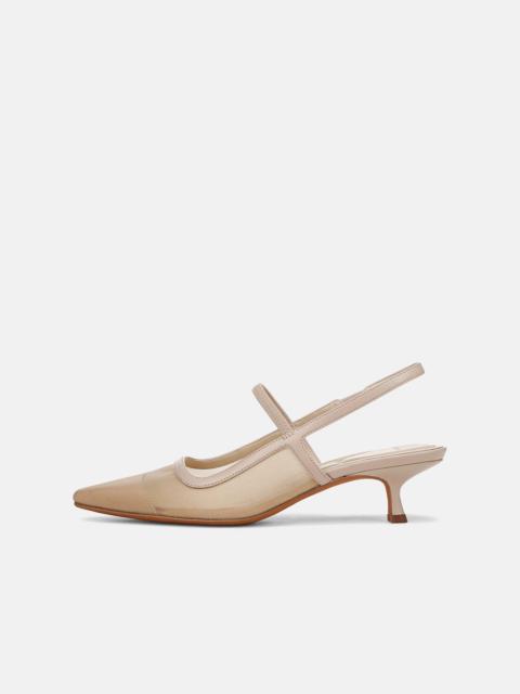 Vince Venice Leather and Mesh Slingback Kitten Heel