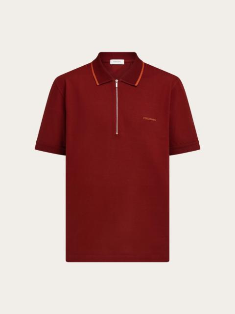 FERRAGAMO Cotton polo shirt with zip closure