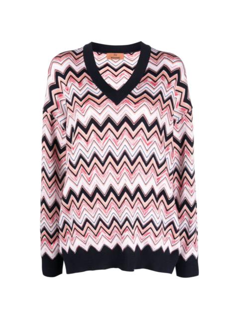 zigzag crochet-knit jumper