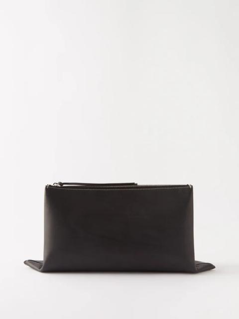 Zipped leather clutch bag