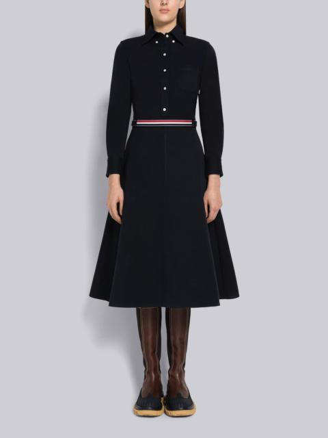 Thom Browne Cotton Twill Belted A-Line Shirtdress