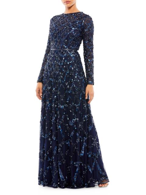 MAC DUGGAL Women's Bead & Sequin-Embellished A-Line Gown - Midnight