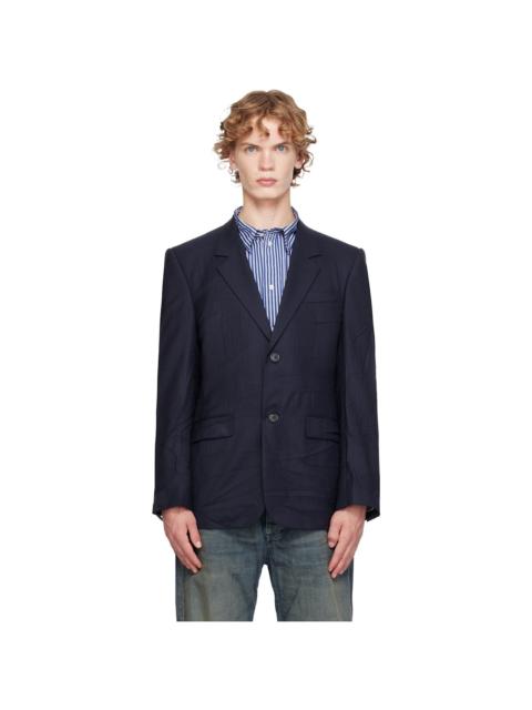 BALENCIAGA Navy Fine Wool Pinstripe Jacket