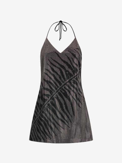 Roberto Cavalli Mini Dress With White Tigress Print