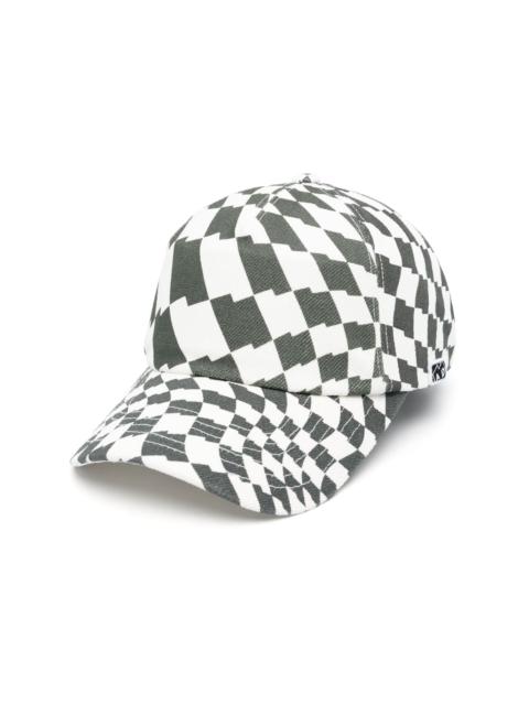 check-pattern logo-patch cap