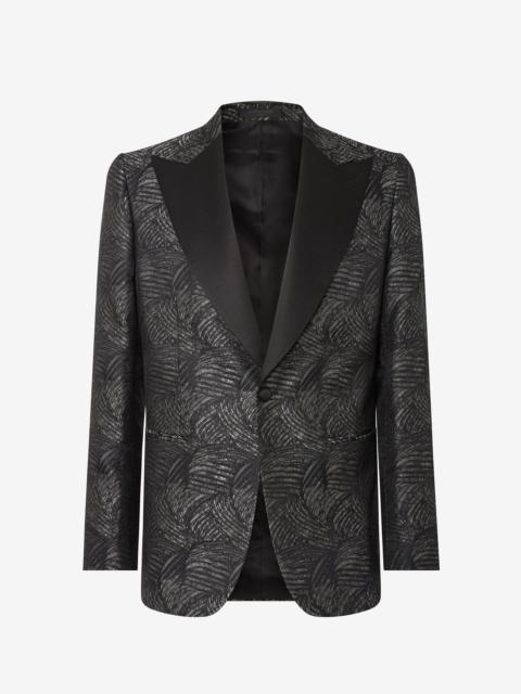 CORNELIANI Sage green/black pure silk tuxedo jacket