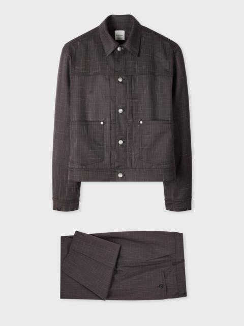 Paul Smith Aubergine Wool Check Pleated Trucker Co-ord