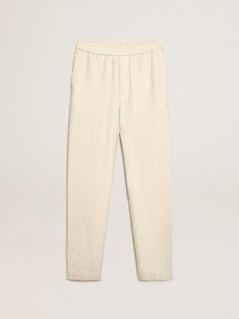 Golden Goose Joggers in parchment-colored linen