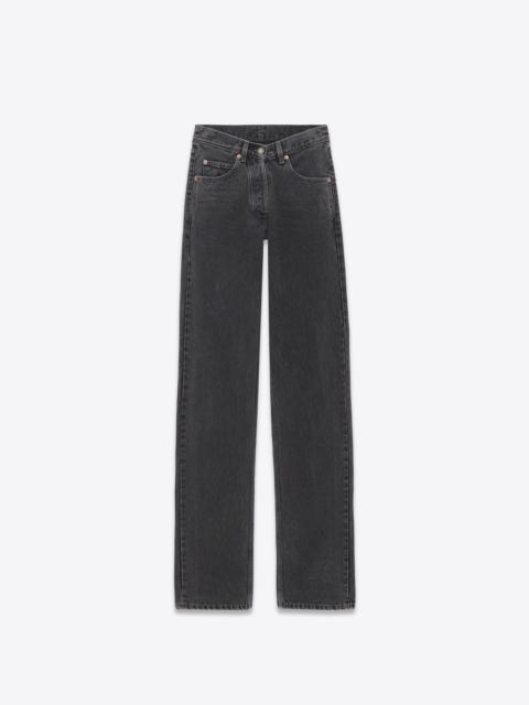 SAINT LAURENT v-waist long baggy jeans in 90's black denim