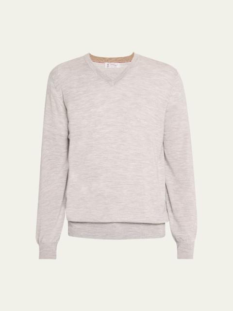 Brunello Cucinelli Men's Wool and Cashmere V-Neck Sweater