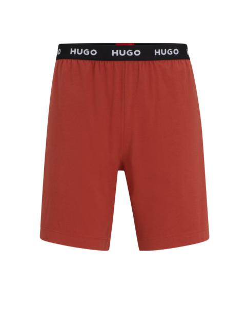 HUGO STRETCH-COTTON PAJAMA SHORTS WITH LOGO WAISTBAND