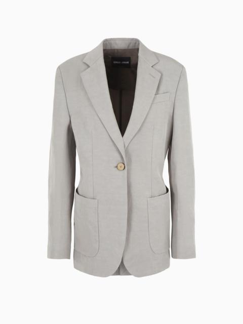 GIORGIO ARMANI Linen and viscose single-breasted jacket