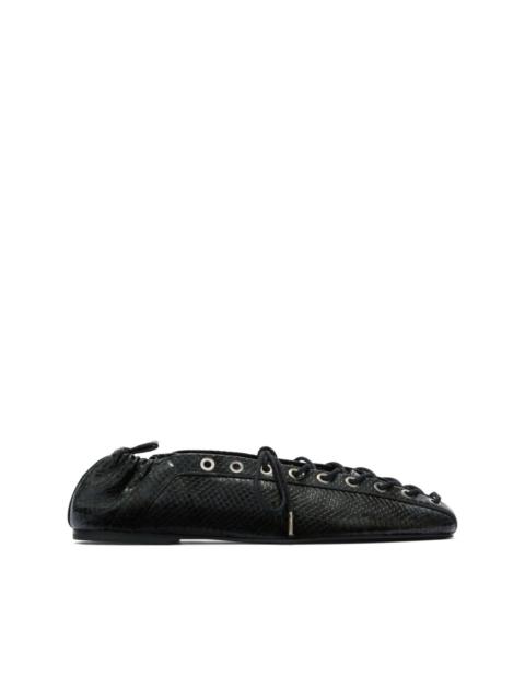GANNI eyelets lace-up ballet flats