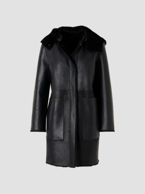 AKRIS Women's Oxana Leather & Shearling Reversible Hooded Coat - Black
