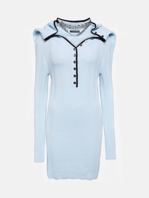 Chain-embellished wool minidress