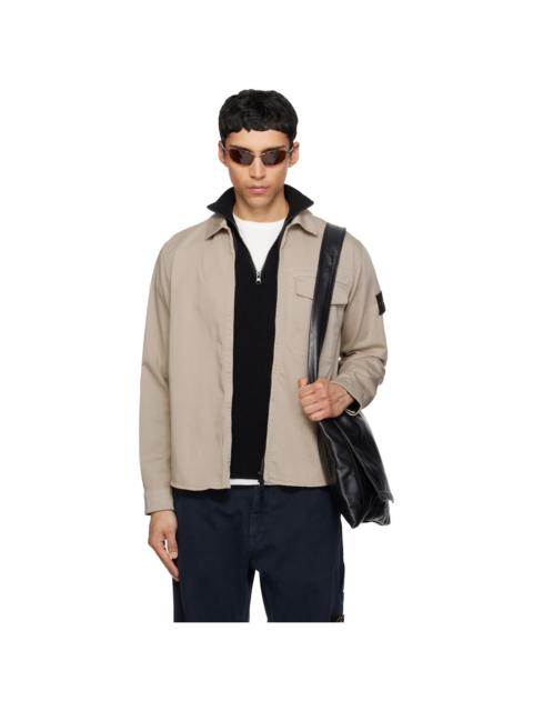 Stone Island Beige 1200015 Stretch Organic Cotton Satin Shirt
