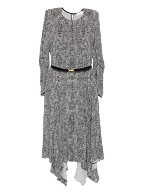 ELISABETTA FRANCHI python-print belted asymmetric dress