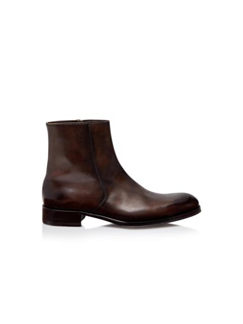BURNISHED LEATHER EDGAR ZIP BOOT