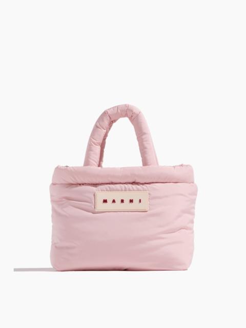 Nylon Puff Small Tote Bag in Cinder Rose