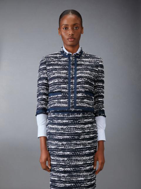 Mélange Tulle Yarn Tweed Drop Back Cardigan Jacket