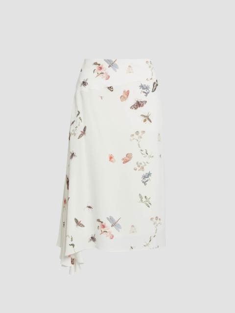 Erdem PRINTED CREPE DRAPED MIDI SKIRT