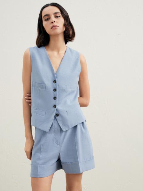 Brunello Cucinelli Comfort fluid linen waistcoat with monili