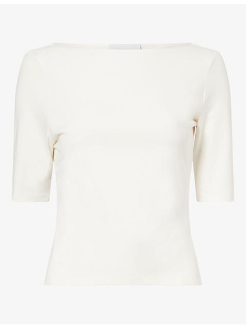 Reformation Santino Boat-Neck Stretch-Cotton Top