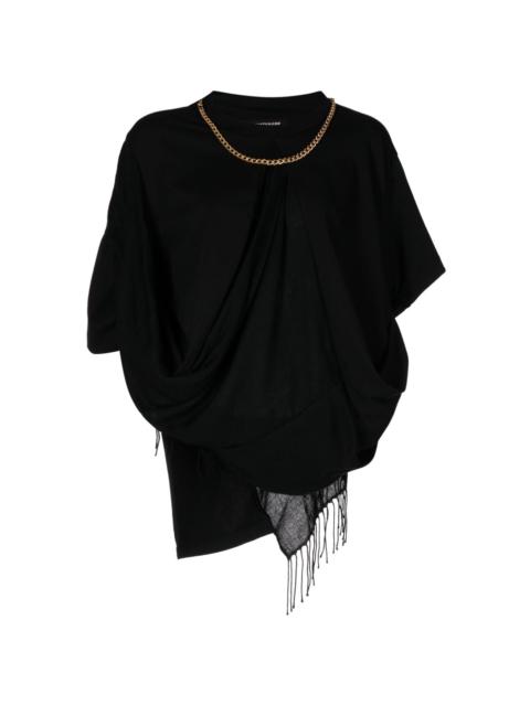 fringe-detail draped top