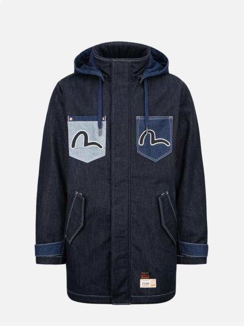 EVISU MULTI-POCKET DENIM PADDED COAT