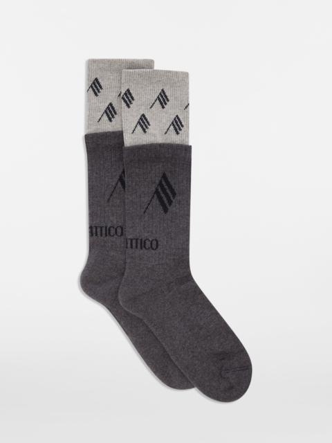 THE ATTICO BLACK AND GREY DOUBLE SOCKS