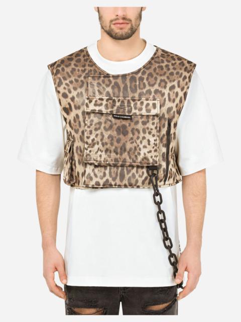 Dolce & Gabbana Leopard-print silk vest with patch embellishment